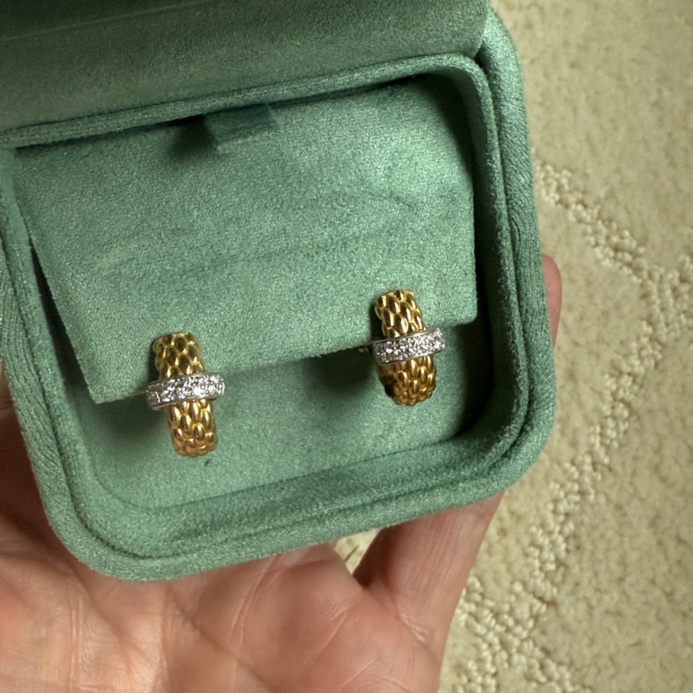 Gold and Diamond Hoop Earrings